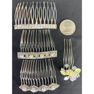 Silver Crystal Rhinestone Bridal Hair Combs Wedding Prom Lot of 4 NWT